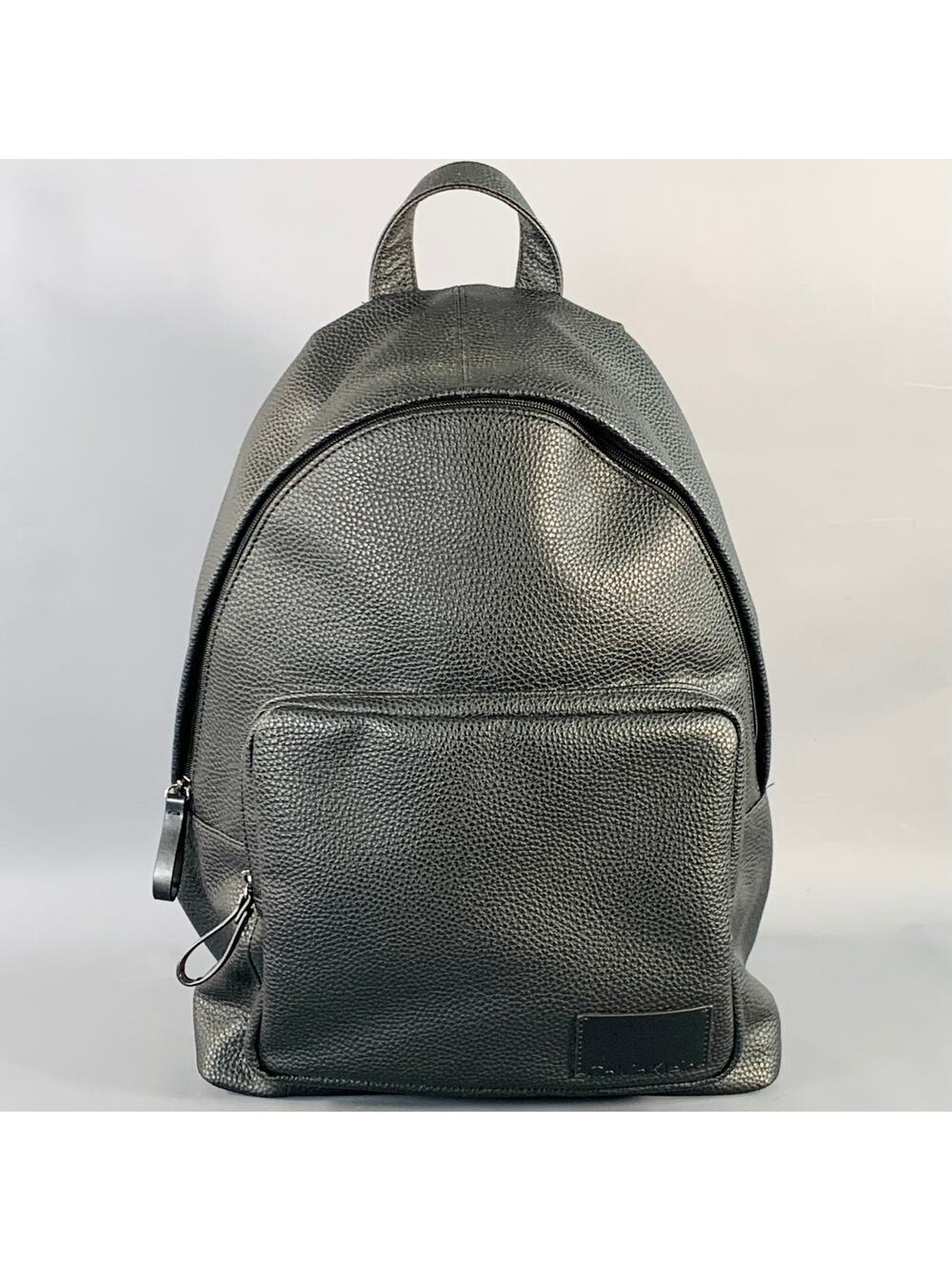 CALVIN KLEIN Black Pebble Grain Leather Backpack